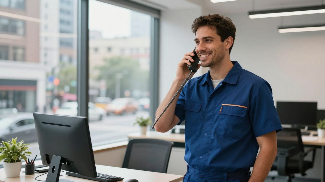 Service business owner on the phone — every call is a potential customer