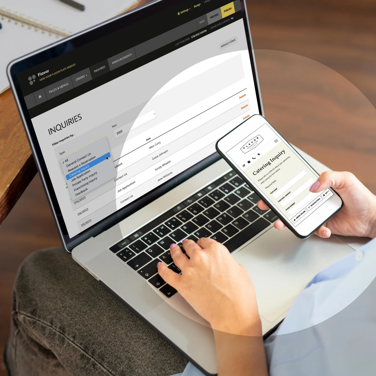 Catering and private event inquiry management system for restaurants